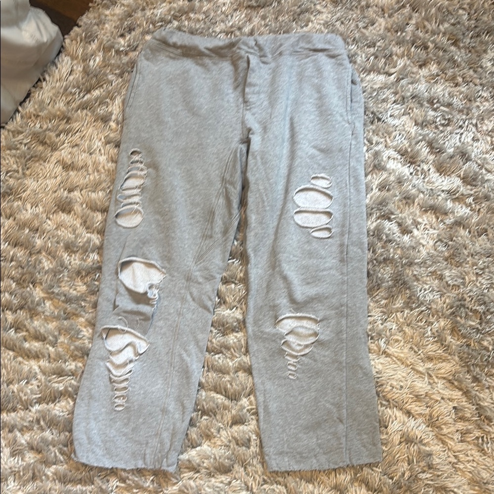 Gray Distressed Track Pants